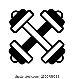 Two crossed dumbbells symbolizing fitness, strength, and weightlifting