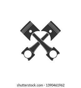 Two crossed engine pistons icon isolated. Flat design. Vector Illustration