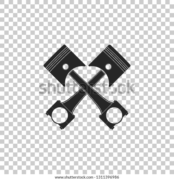 Two crossed engine\
pistons icon isolated on transparent background. Flat design.\
Vector Illustration