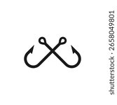 Two crossed fishing hooks. Vector logo and icon on a white background.