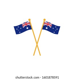 Two crossed Flag of Australia, Australia flag template design. Vector Eps 10