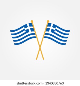 two crossed Flag of Greece, Greece flag template design. Vector Eps 10