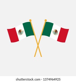 Two crossed Flag of Mexico, Mexico flag template design. Vector Eps 10