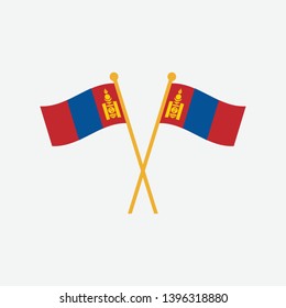 two crossed Flag of Mongolia, Mongolia flag template design. Vector Eps 10