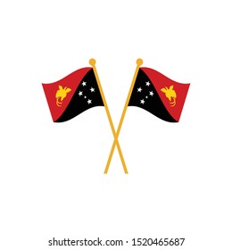 Two crossed Flag of Papua New Guinea, Papua New Guinea flag template design. Vector Eps 10