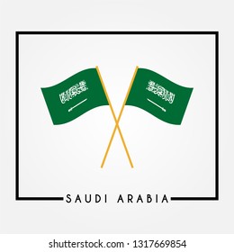 two crossed Flag of Saudi Arabia vector illustration