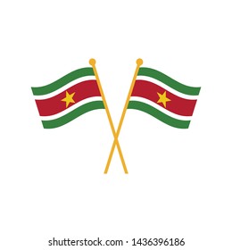 Two crossed Flag of Suriname, Suriname flag template design. Vector Eps 10