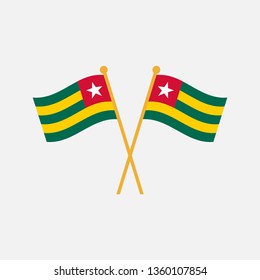 two crossed Flag of Togo, Togo flag template design. Vector Eps 10