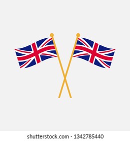 Two crossed Flag of United Kingdom , Great Britain flag template design. Vector Eps 10