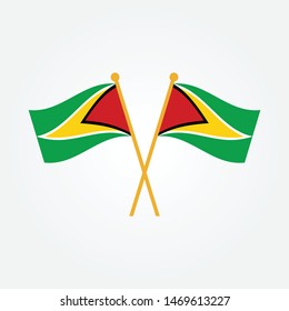 Two crossed Flags of Guyana, Guyana flag template design. Vector Eps 10