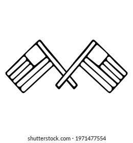 Two crossed flags hand drawn illustration