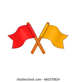 Two crossed flags icon in cartoon style on a white background