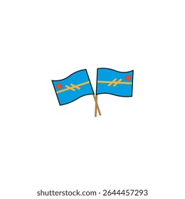 Two crossed flags. Official symbol icon. State emblem Vector. Public banner sign.