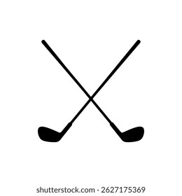 Dois cruzados clube de golfe silhueta vetor ilustração plana no fundo branco.