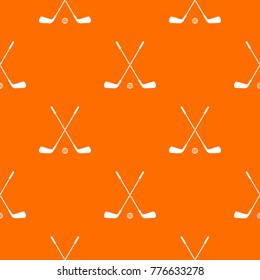 Two Crossed Golf Clubs And Ball Pattern Repeat Seamless In Orange Color For Any Design. Vector Geometric Illustration