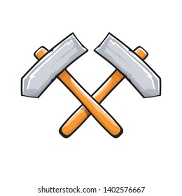 two crossed hammers isolated on white background. Vector carpenter hammer icon or label. Handyman logo design template