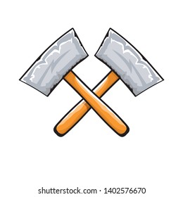 two crossed hammers isolated on white background. Vector carpenter hammer icon or label. Handyman logo design template