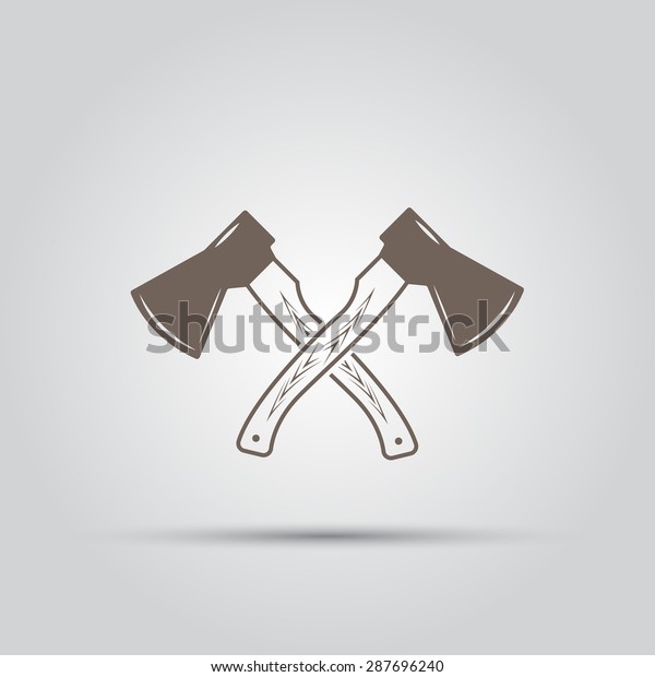 Two Crossed Hatchets Isolated Vector Elements Stock Vector (Royalty ...