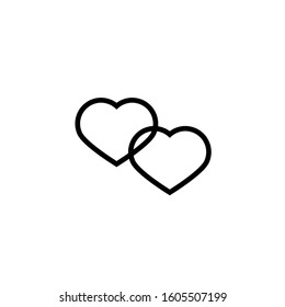 Two crossed hearts icon. Element of love for mobile concept and web apps. Thin line icon for website design and development, app development
