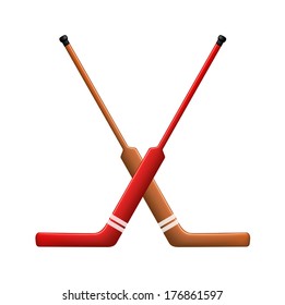 Two crossed hockey sticks for goalies