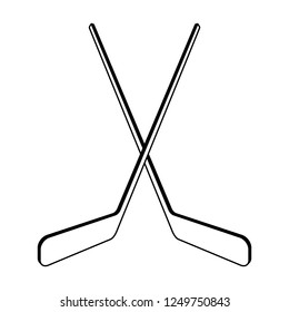 Two crossed hockey sticks in a white background. Vector illustration