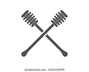 two crossed honey dipper stick design, vector isolated on transparent background