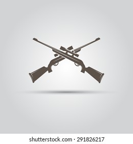 Two Crossed Hunting Rifle, Sniper Rifle Isolated Vector Element