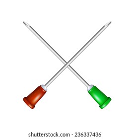 Two crossed injection needles