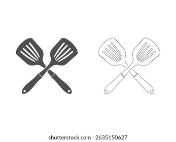 dois cruzados cozinha spatula logotipo design, vetor, isolado no fundo transparente