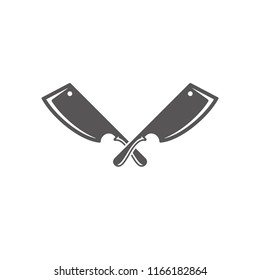 Two crossed knifes silhouette vector illustration. Butcher shop tools graphics isolated on white background.
