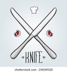Two crossed knifes, vector illustration