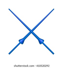 Two crossed lances in blue design