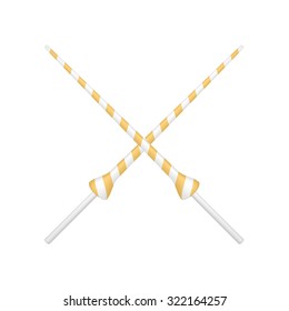 Two crossed lances in orange and white design