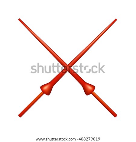 Two crossed lances in red design