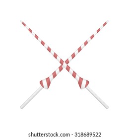 Two crossed lances in red and white design