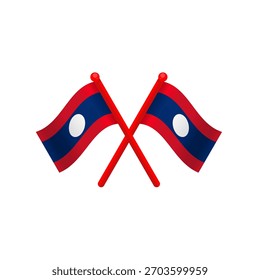 Two crossed laos flags - isolated vector illustration	
