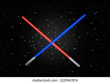 Two crossed light swords vector illustration