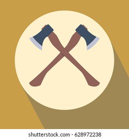 Two crossed Lumberjack Axes. Flat design vector illustration