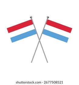 Duas bandeiras cruzadas do Luxemburgo sobre fundo preto ilustração plana