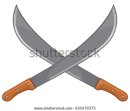 two crossed machete vector illustration