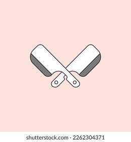 two crossed machetes vector logo icon. simple illustration style, great for food, restaurant, chef, business, etc.