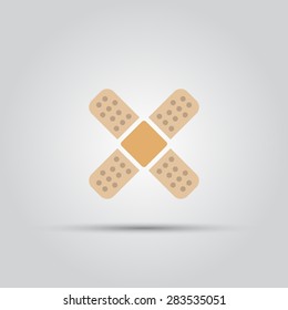 two crossed medical patch plaster isolated vector flat icon
