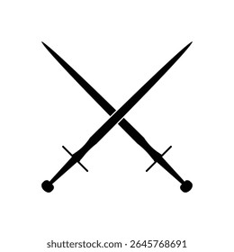 Two crossed medieval swords silhouette vector illustration