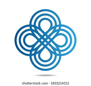 Two crossed mobius loops in shape of a flower. Infinity symbol. Road junction, traffic