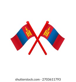 Two crossed mongolia flags - isolated vector illustration