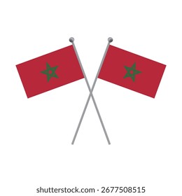 Dos banderas marroquíes cruzadas sobre fondo negro ilustración plana
