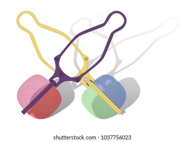 Two crossed multicolored tea strainer.