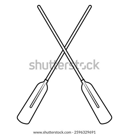 Two Crossed Oars on White Background Nautical Adventure Art