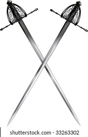 two crossed ornate rapiers