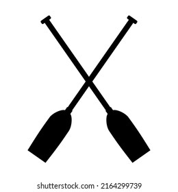 two crossed paddles, black vector icon, simple shape, eps.